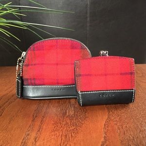 Cute plaid coach coin wallet/purse set